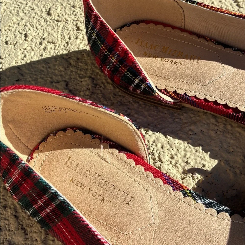 Issac Mizrahi Plaid Red Women's Flats 7.5